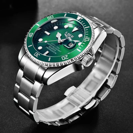 Reloj de buceo LIGE de lujo a la moda para hombre, reloj de fecha resistente al agua 30ATM, relojes deportivos, reloj de pulsera de cuarzo para hombre, reloj Masculino