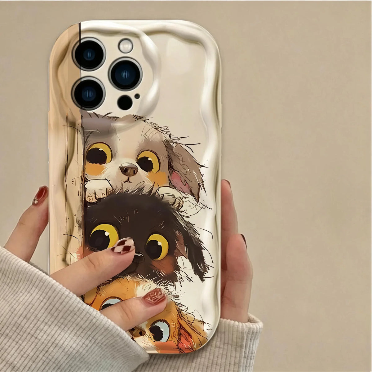 Funda de felpa con diseño de oso y gato con pajarita de té con leche para OPPO Reno 16 15 16F 15F 13F 12F 11F 14F 8 11 12 13 14 Pro 8T 5G Reno 7 4G 5 6 Lite