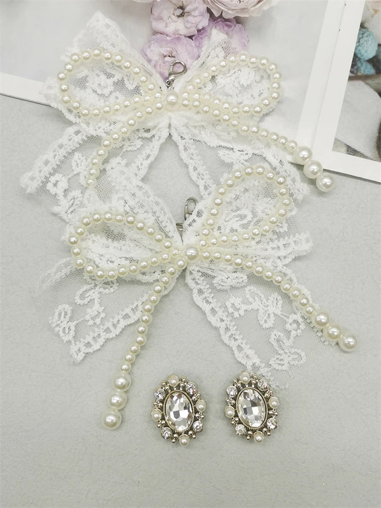 4 Uds. De colgantes de zapatos con pajarita de encaje de estilo barroco, cordones de flores, dijes, hebillas, decoraciones DIY, Clips para zapatos, accesorios
