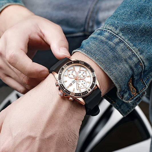 Relojes deportivos informales con banda de silicona para Hombre, Reloj de pulsera de negocios con calendario a la moda para Hombre