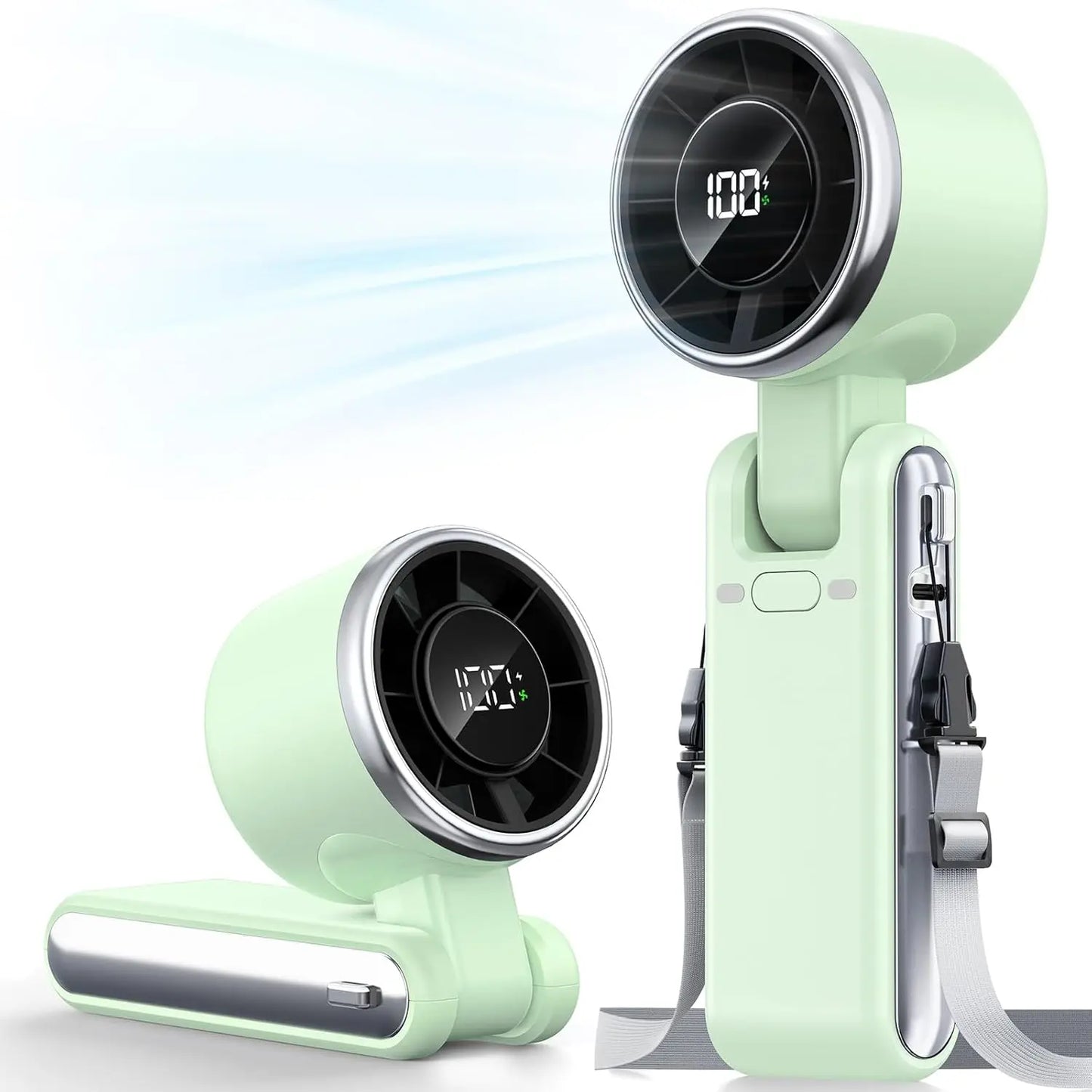 Mini Ventilador de Mano de Alta Velocidad, Carga USB, Pantalla Digital, Portátil, Plegable, para Escritorio, Camping, Ventilador Turbo Potente