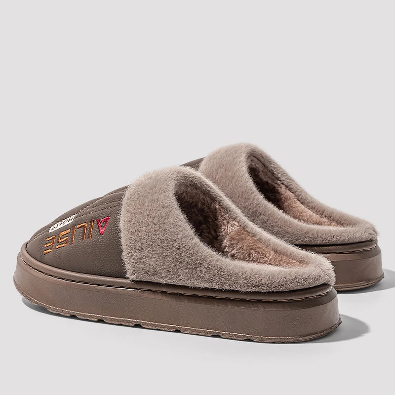 Pantuflas Cálidas para Hombre, Impermeables, con Suela Gruesa y Suave, Pantuflas Antideslizantes para el Hogar, Cálidas para Invierno, Zapatos Planos para Parejas, Tallas Grandes 50 51