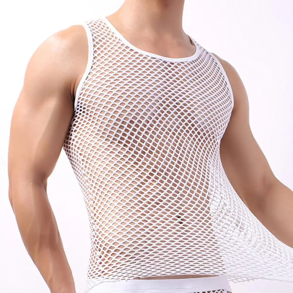 Chaleco para hombre, camiseta interior, ropa, camisa de malla de nailon transparente, camisetas de manga larga, camisa transparente Sexy, ropa interior