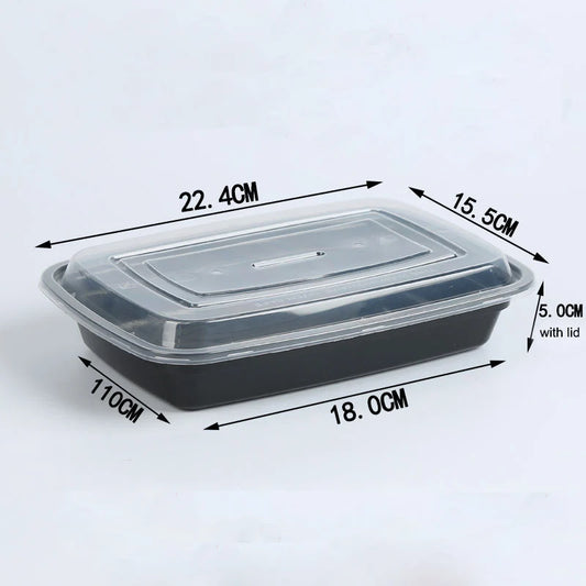 Paquete de 15 contenedores de preparación de comidas, contenedores de almacenamiento de alimentos seguros para microondas con tapas, fiambrera Bento de plástico apilable desechable