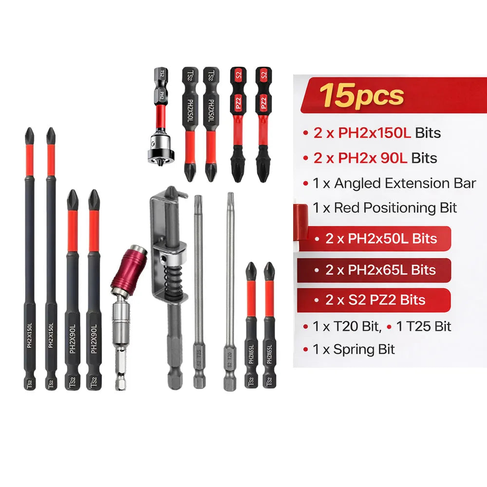 Juego de brocas magnéticas antideslizantes de 3/6/12 piezas, acero S2, brocas cruzadas y de impacto, adecuadas para conductores eléctricos y manuales