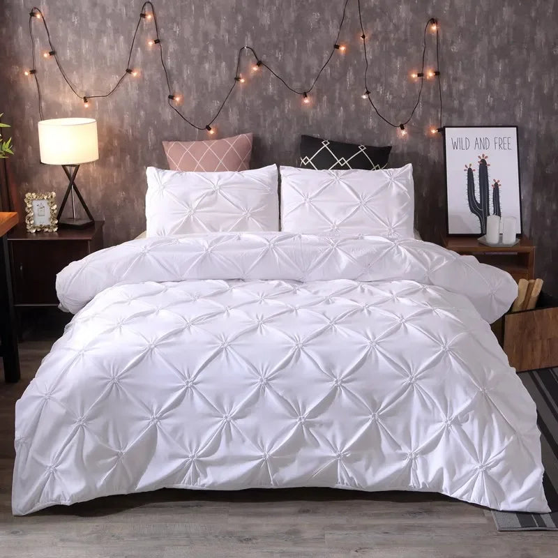 Juego de funda nórdica negra con pliegues pellizcos, ropa de cama de poliéster tamaño King, juegos de cama de lujo para uso doméstico y hotel (sin relleno ni sábana), 2/3 Uds.