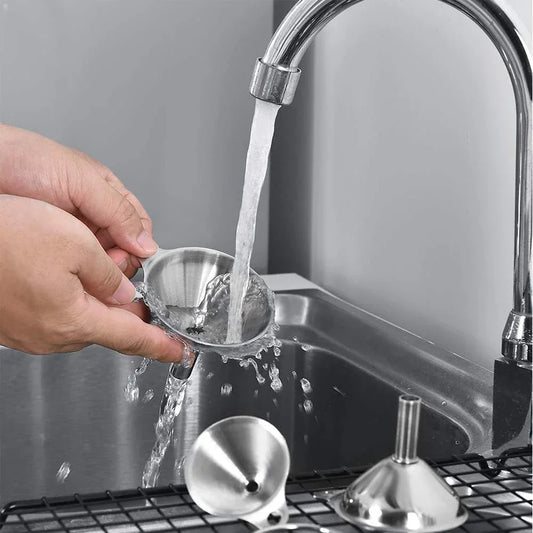 Juego de embudos de cocina de acero inoxidable, embudos metálicos de calidad alimentaria para llenar botellas, embudos pequeños para especias de aceites esenciales, 3/5 Uds.