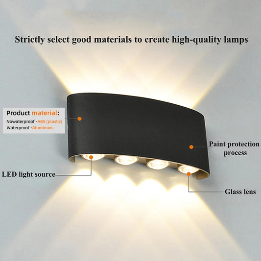 Apliques de pared LED, lámpara moderna para interiores y exteriores, luces blancas de montaje en pared arriba y abajo para decoración de sala de estar, pasillo y dormitorio
