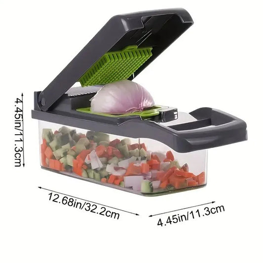 Cortador de verduras, mandolina, rallador de queso, comida, cebolla, ensalada, picador de verduras con contenedor, utensilios de cocina