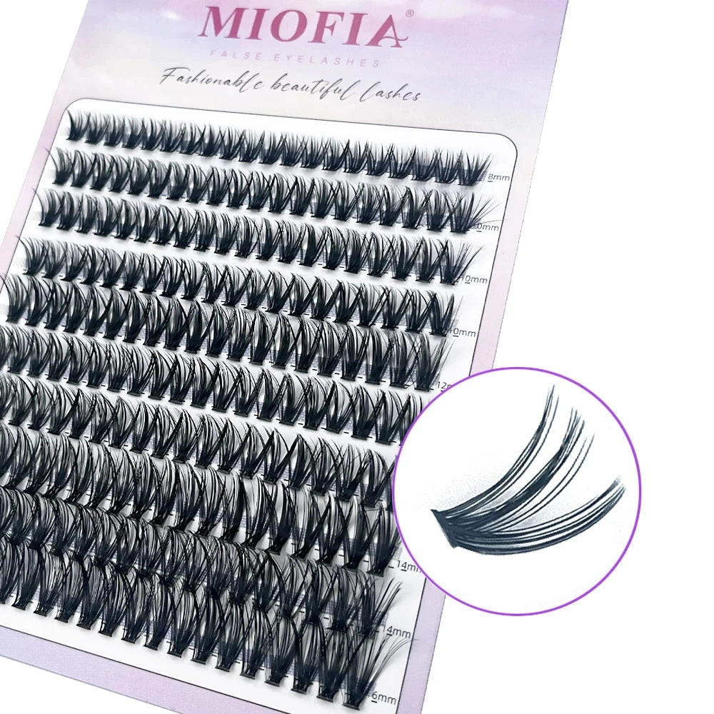 Paquete de 160 grupos de pestañas de visón C/D Curl pestañas individuales naturales rusas 8-16mm DIY extensiones de grupo de pestañas herramientas de maquillaje