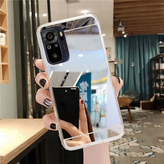 Funda de silicona suave con espejo de maquillaje para Xiaomi Poco M3 X6 Redmi Note 10 11 Pro Plus 5G 10S 11S 10A 10C