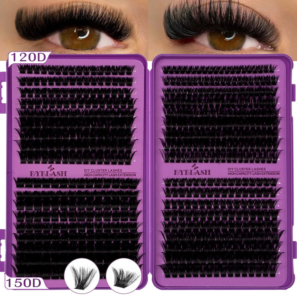 Extensiones de Pestañas Individuales con Curvatura D, Alta Capacidad, Densas, de 8-16 mm, Aptas para Diferentes Maquillajes, de Larga Duración