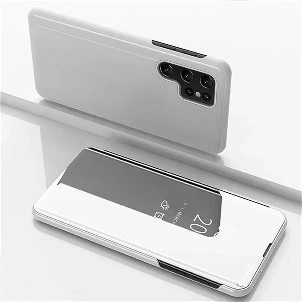 Funda para Samsung S24 S25 S23 S22 S21 S20 Ultra Funda de teléfono con tapa de espejo en Galaxy S24 S23 S22 S20 FE Note 20 10 Plus Funda con soporte