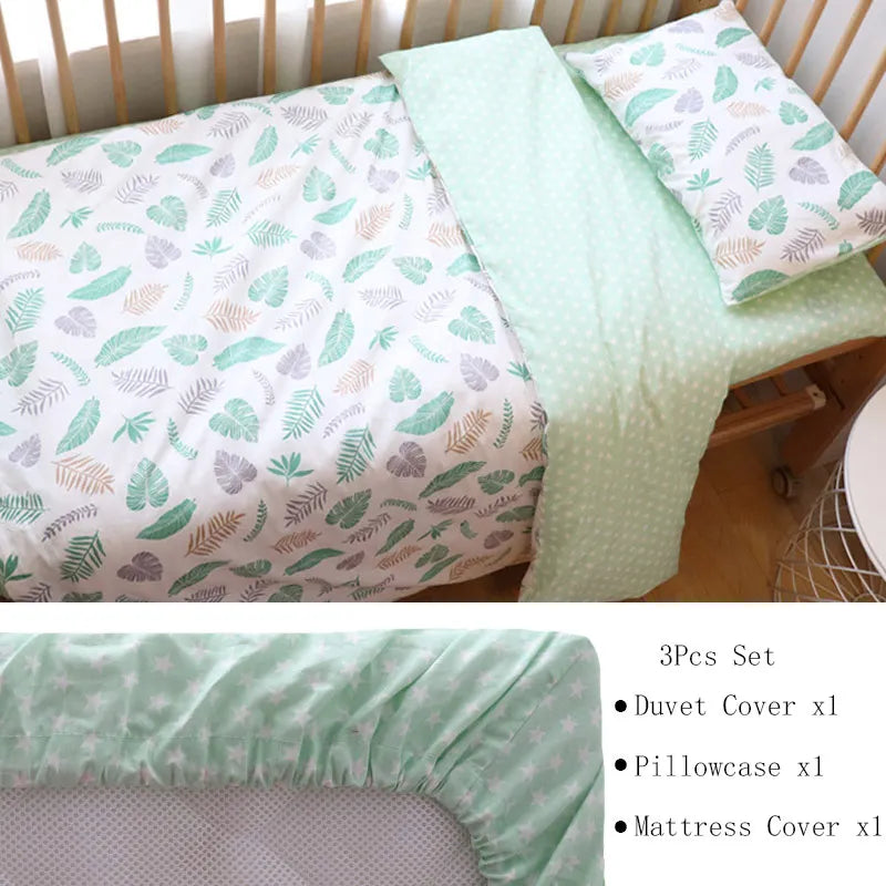 Juego de cama para cuna de bebé, ropa de cama de algodón, kit de cuna para niño y niña, incluye funda de almohada, funda nórdica, decoración para habitación de niños, 3 uds.