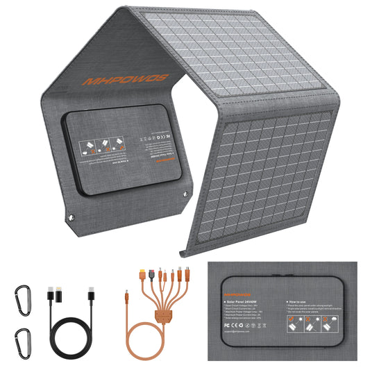 MHPOWOS 40W Panel Solar plegable 5V USB cargador de batería portátil para teléfono móvil banco de energía impermeable al aire libre para acampar