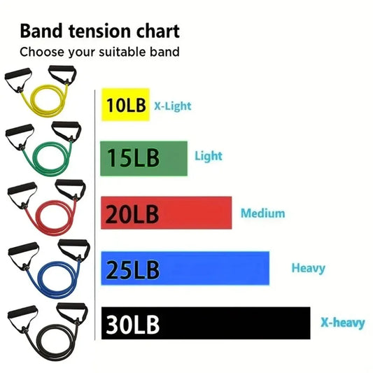 Bandas de Resistencia con Asas – Set de Entrenamiento de Fuerza para Gimnasio en Casa para Hombres y Mujeres