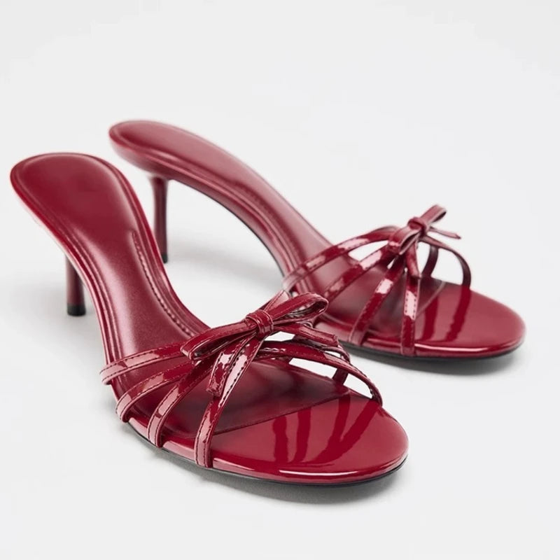 Zapatillas de tacón alto elegantes a la moda para mujer, Sandalias de tacón, zapatos de mujer, tacones de aguja de verano, sandalias de vestir nuevas 2025