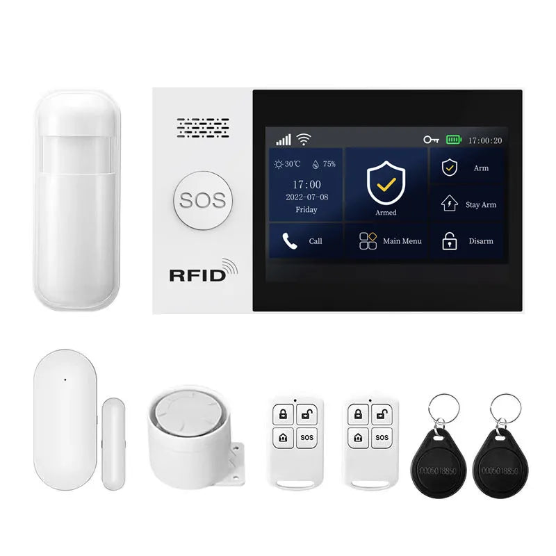 PGST kit alarma antirrobo inteligente WiFi 2G GSM Works with Tuya Smart Life sistema seguridad inalámbrico hogar negocio control app sensores puerta ventana instalación fácil sin cuotas mensuales