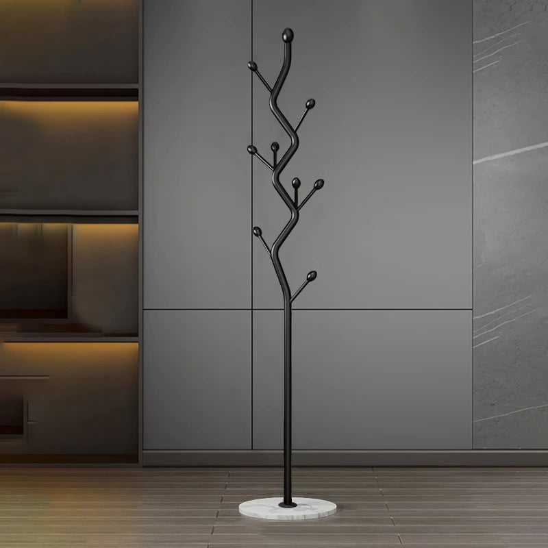 Perchero vertical moderno de metal - con base de mármol | Diseño exquisito y sencillo, perchero y colgador de abrigos independiente para recibidor.