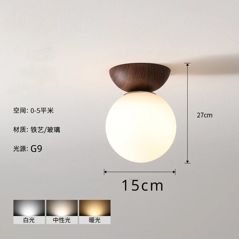 Lámparas para sala de estar, luz Led de techo para puerta de entrada japonesa, pasillo de aire, balcón nórdico, bola redonda