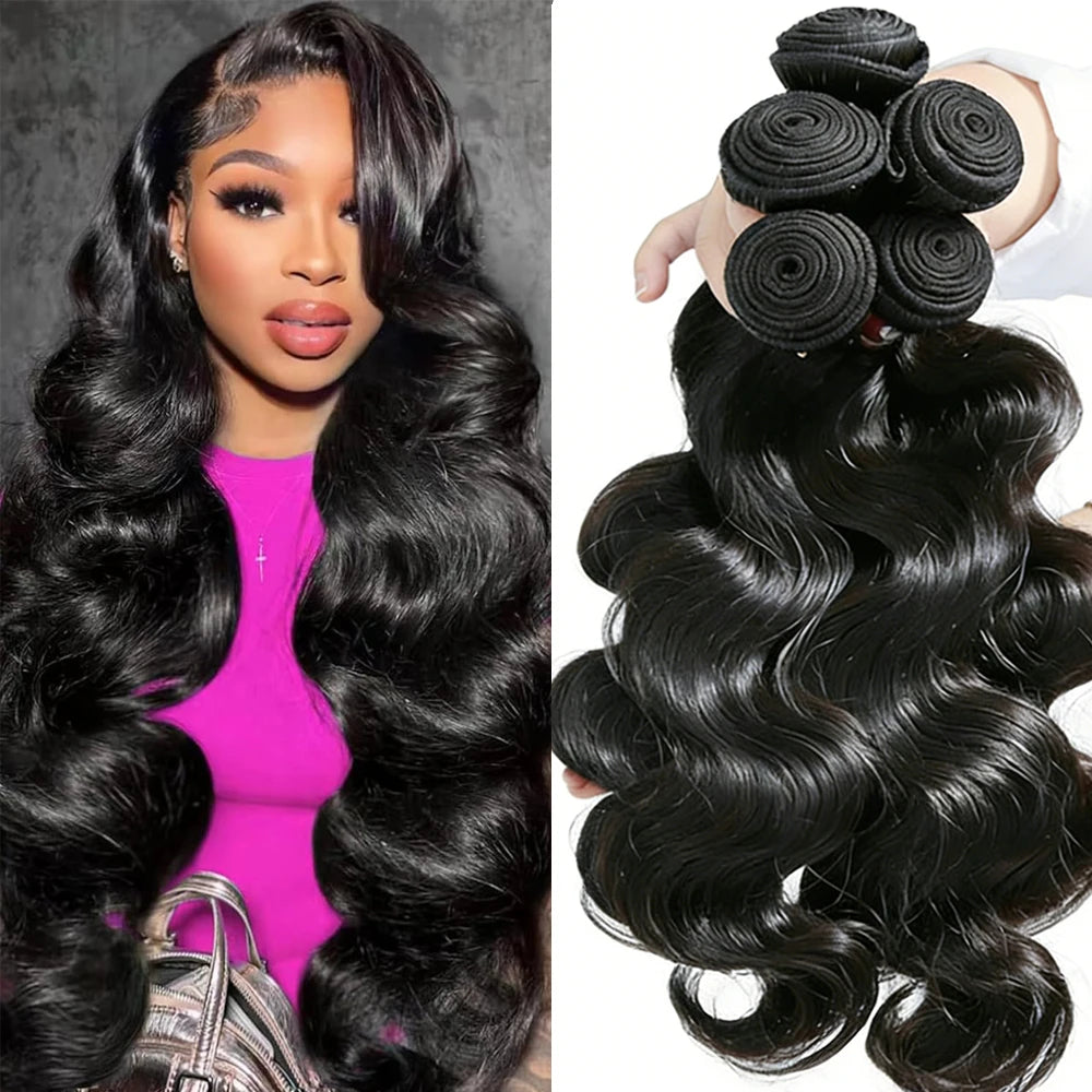 Paquetes de Cabello Humano Liso Natural de 30 y 40 Pulgadas, Extensiones de Cabello Virgen Negro Sin Procesar 14A de Alta Calidad