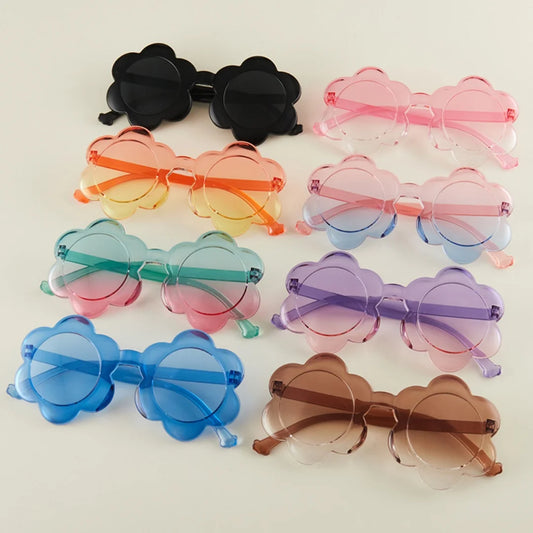 Gafas de sol con forma de flor para mujer, gafas de sol con montura de pétalos a la moda, protección UV385, lentes transparentes coloridas, gafas para fiesta en la playa