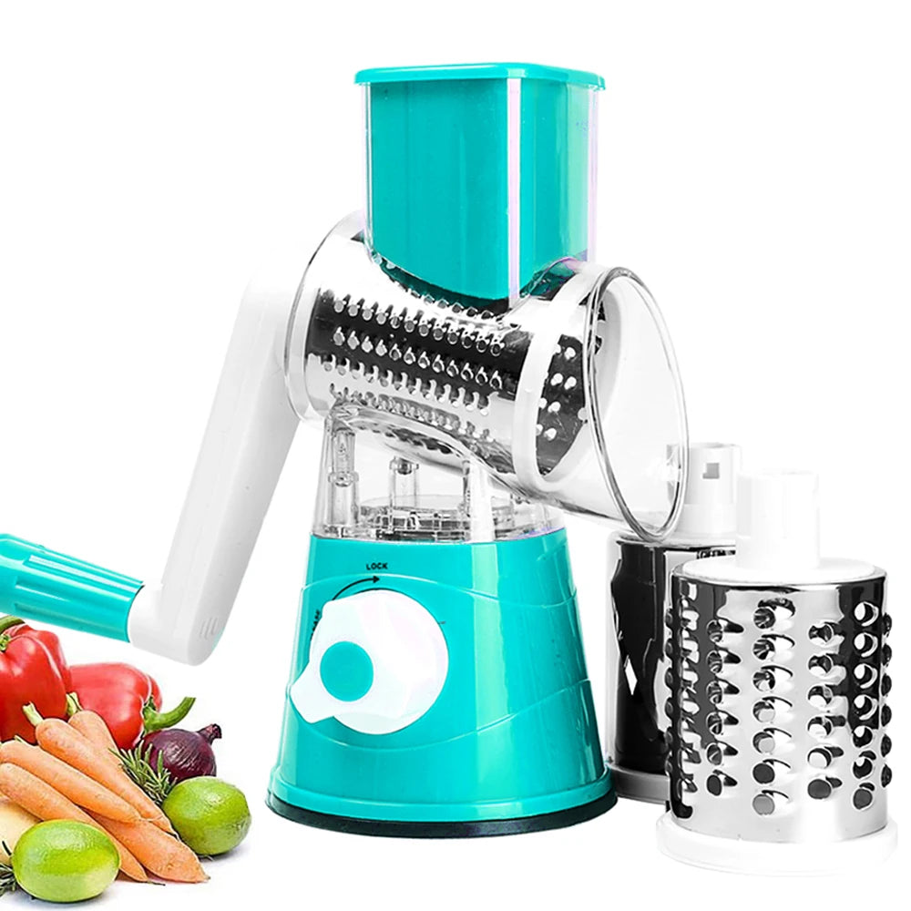 Rallador de queso rotativo Manual para cortador de verduras, rebanador de patatas, mandolina, picador de verduras multifuncional, accesorios de cocina