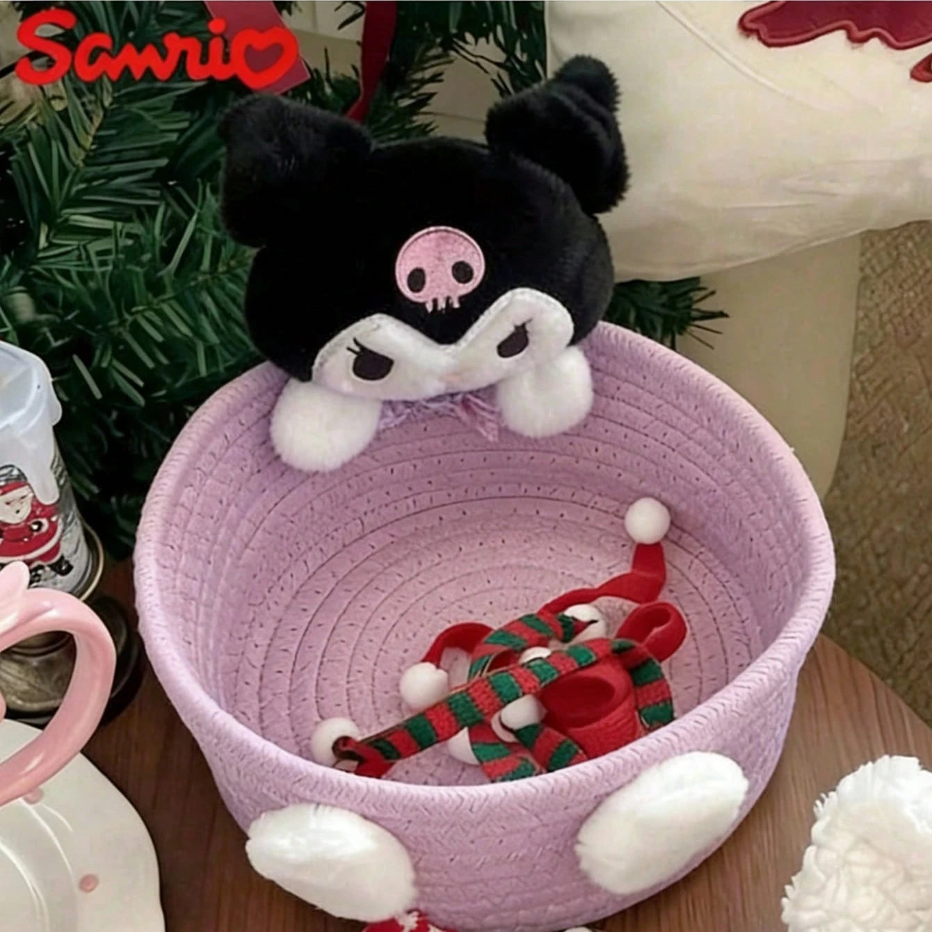 Cesta de almacenamiento Sanrio Hello Kitty Kawaii, bonita caja de almacenamiento para cosméticos y juguetes, caja de almacenamiento para decoración de escritorio Sanrio, 1 ud.