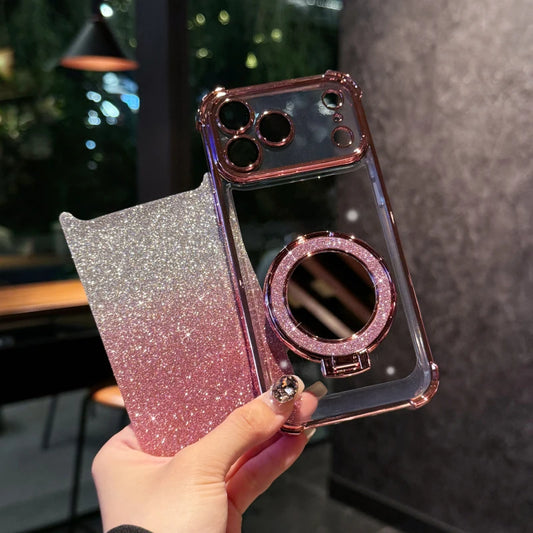 Funda Protectora para iPhone 17 Pro Max/17/Air con Espejo de Maquillaje, Diseño Degradado con Brillo, Resistente a Impactos en las Cuatro Esquinas, Material TPU