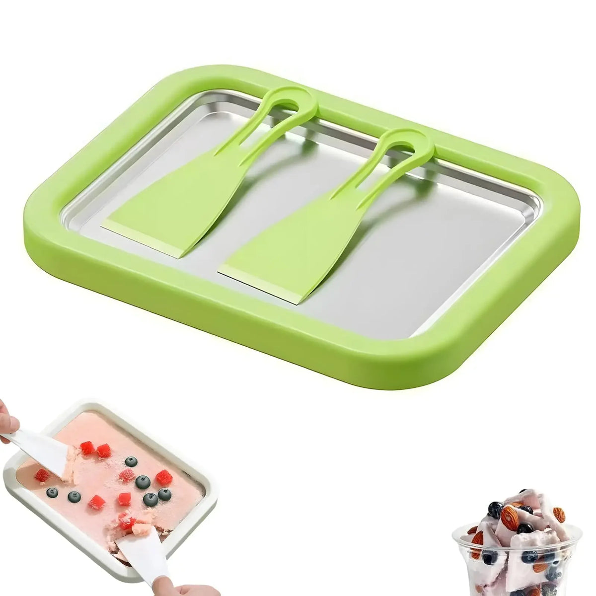 Máquina para hacer helados DIY, máquina para hacer yogur, helado casero para sorbete de crema para niños, máquina para hacer helados enrollados para el hogar con 2 espátulas