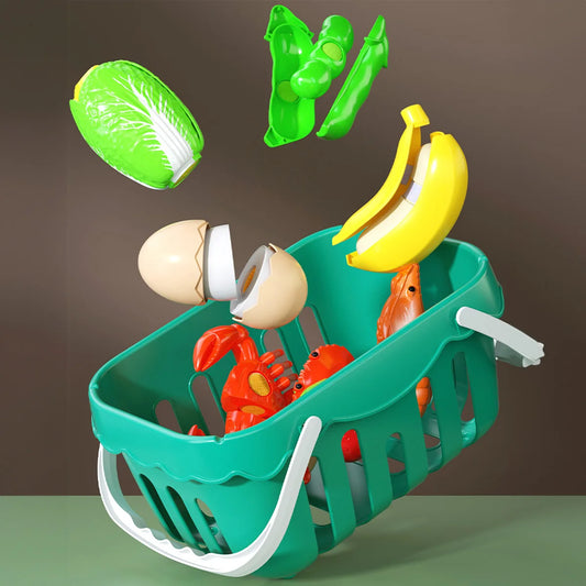 Juego de cocina, juego de cortar, juguetes de comida, cocinar frutas, verduras y alimentos rápidos para niños pequeños y bebés, regalo educativo para niñas y niños