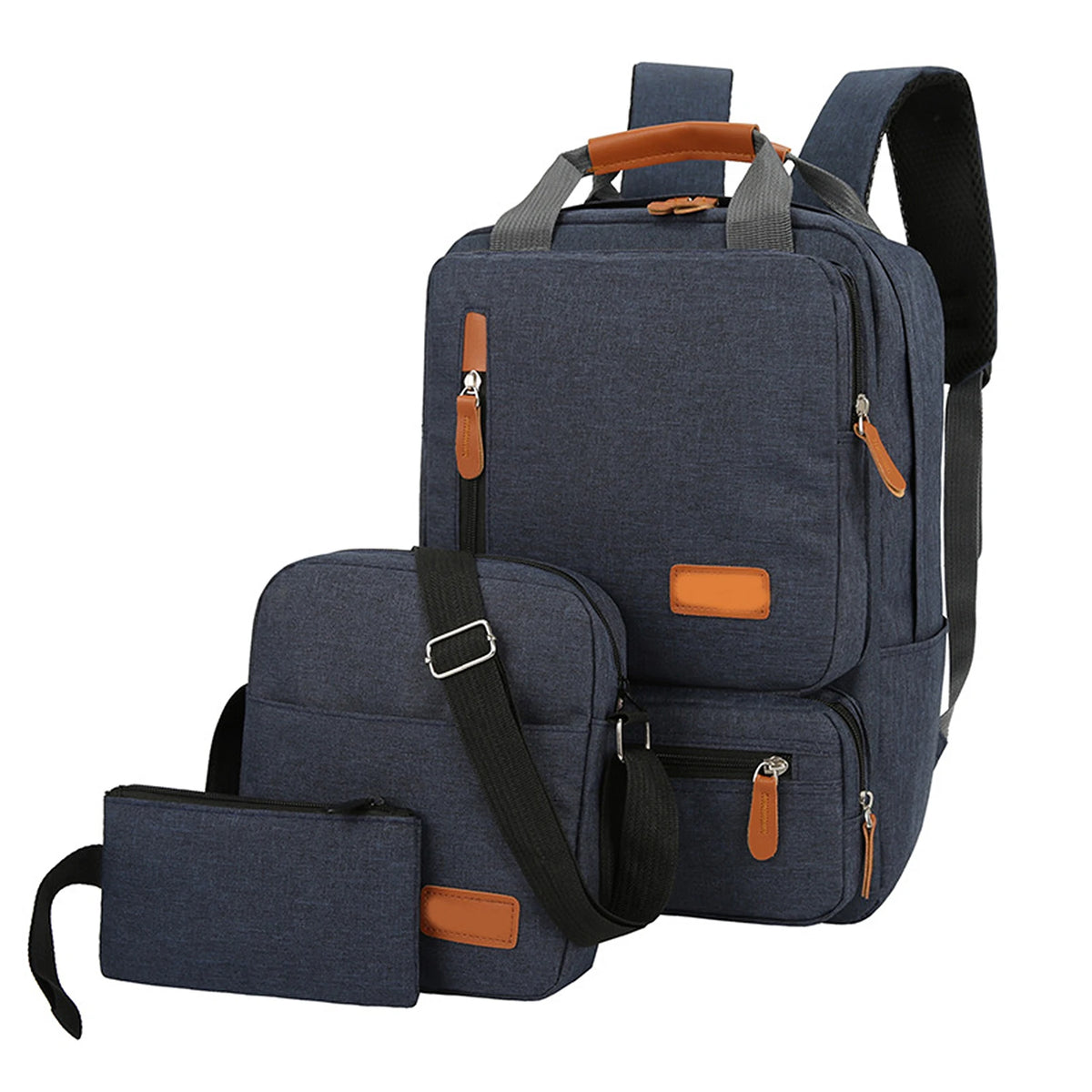 Conjunto de mochila para ordenador portátil para hombre y mujer, bolso de hombro con bolsillo pequeño para viaje, escuela, negocios, trabajo y Universidad, 3 piezas
