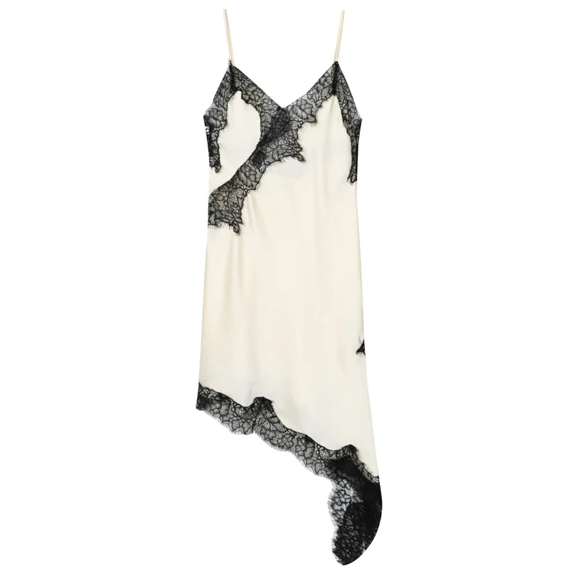 HXAO Vestidos para mujer, vestido asimétrico de encaje, verano 2025, Vestidos de noche sexis para mujer, Mini Vestidos marrones sin mangas y sin espalda