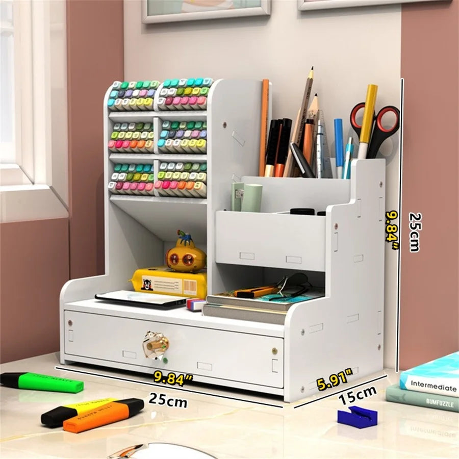Soporte para bolígrafos de gran capacidad, ahorro de espacio, almacenamiento de suministros de oficina, caja de papelería, suministros escolares para estudiantes, almacenamiento para uso en dormitorio