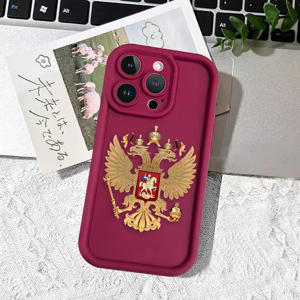 Funda de teléfono con emblema de banderas rusas para iPhone 15 14 13 12 11 Pro XS Max X XR SE 7 8 6 6S Plus Funda de silicona suave Funda Coque