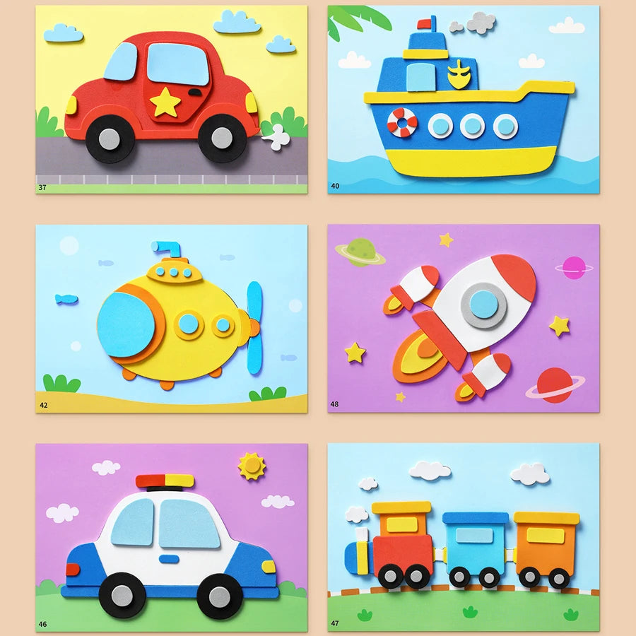 6 unids/set 3D pegatina de espuma EVA DIY rompecabezas de animales de princesa de dibujos animados para niños estilos multipatrones juguetes para niños regalo