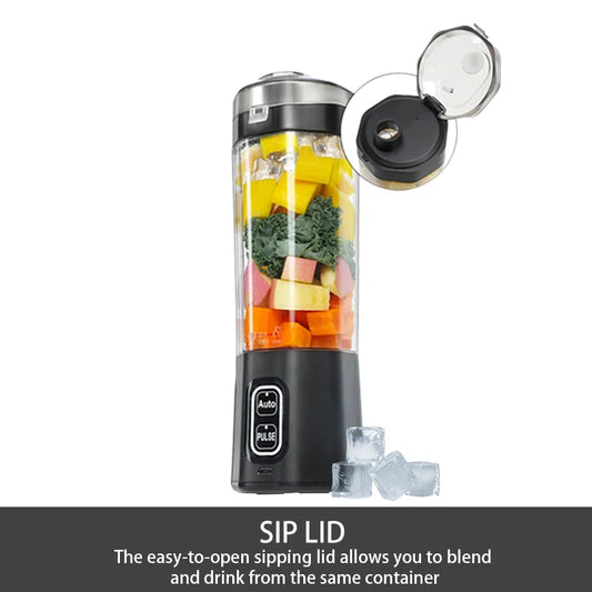 Licuadora eléctrica portátil para hacer jugo, mezclador de frutas recargable por USB de 700ML, exprimidor de 6 hojas para batidos, batidos, taza de jugo fresco