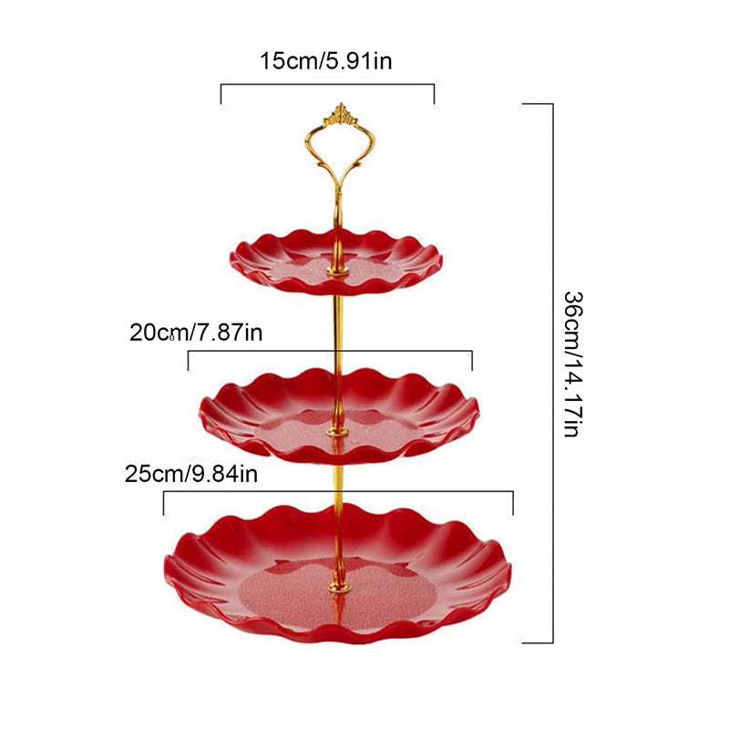 Soporte Redondo de Doble Capa para Pasteles y Dulces, Plato de Frutas para Bodas y Fiestas, Bandeja Decorativa para el Hogar, Exquisito