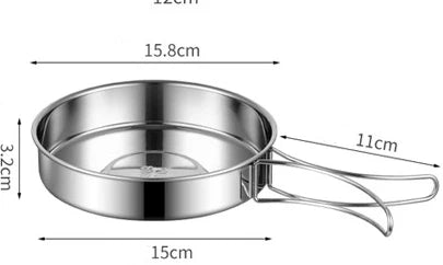 Juego de utensilios de cocina para acampar, olla de cocina de acero inoxidable con sartén, utensilios de cocina portátiles para exteriores, olla para Picnic, mochilero, Camping y senderismo