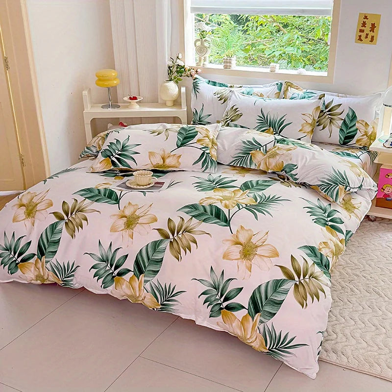 Juego de funda nórdica de 3 piezas con 2 fundas de almohada, poliéster transpirable, lavable a máquina, cierre de cremallera