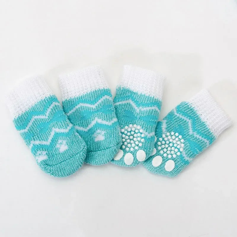 4Pcs/Set Pet Socks Anti Slip Dog Foot Cover Set Teddy Dog Shoes Set 4 Dogs Socks Puppy Socks Dogs Shoes for Small Dogs