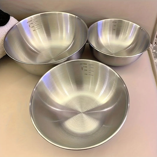 Tazones para Mezclar de Acero Inoxidable con Medidas, Aptos para Uso Doméstico, para Mezclar y Amasar, Ensaladas y Hornear