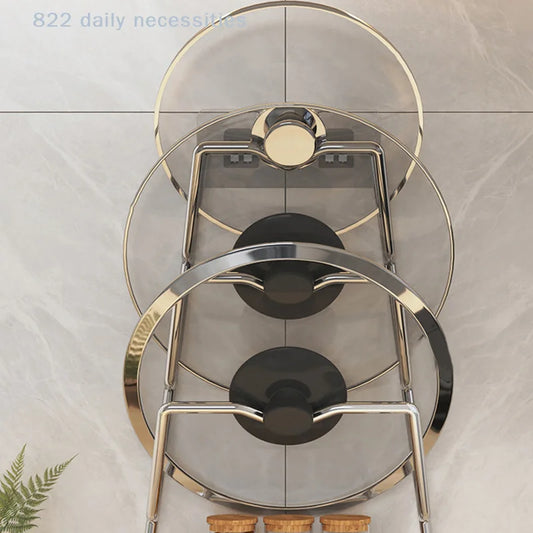 Organizador de Cocina para Colgar en la Pared, de 2/3 Niveles, para Tapas de Ollas, Metálico, Antioxidante, Multifuncional, para Guardar Tapas de Ollas en la Cocina