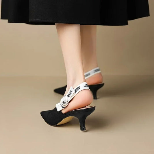 Sandalias de tacón de aguja elegantes con diseño de letras y cordones para mujer, ideales para fiestas, colección Verano 2026