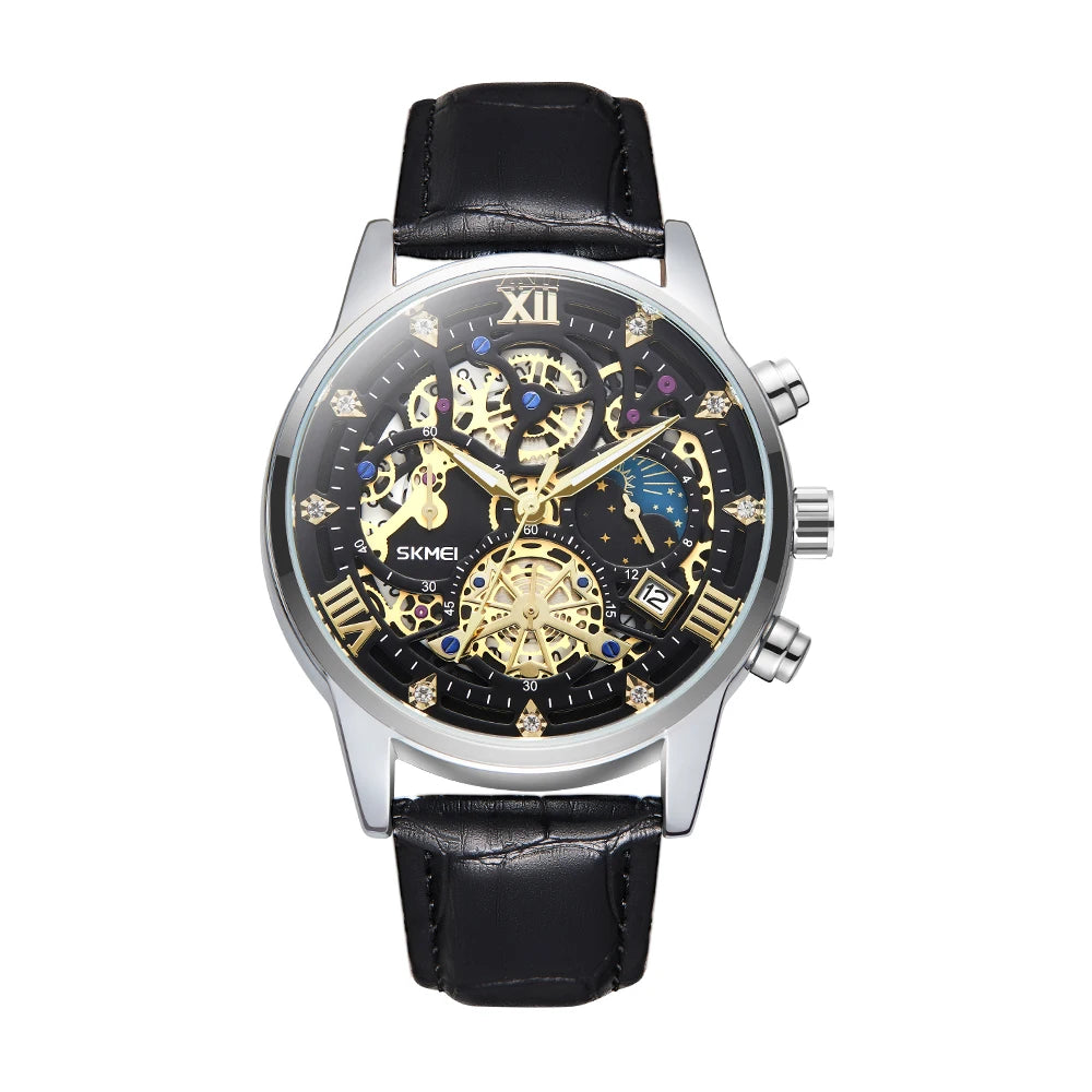 Relojes SKMEI de lujo de marca superior de acero para negocios, relojes de pulsera con calendario de movimiento de cuarzo japonés resistente al agua 3Bar para hombre