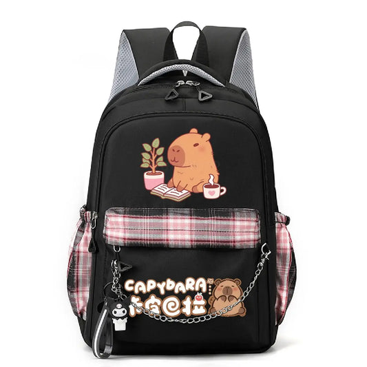 Mochila de dibujos animados de capibara para niñas, estudiantes, adolescentes, niños, Mochila, mochilas escolares informales para mujeres, regalos de cumpleaños para niños