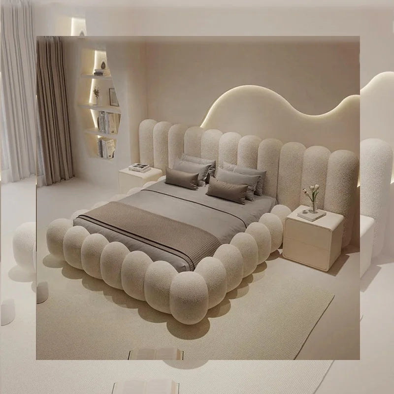 Muebles de Dormitorio Personalizados, Camas Tapizadas en Tela, Camas Modernas de Lujo, Camas King Size, Queen Size, Camas Dobles con Estructura de Madera
