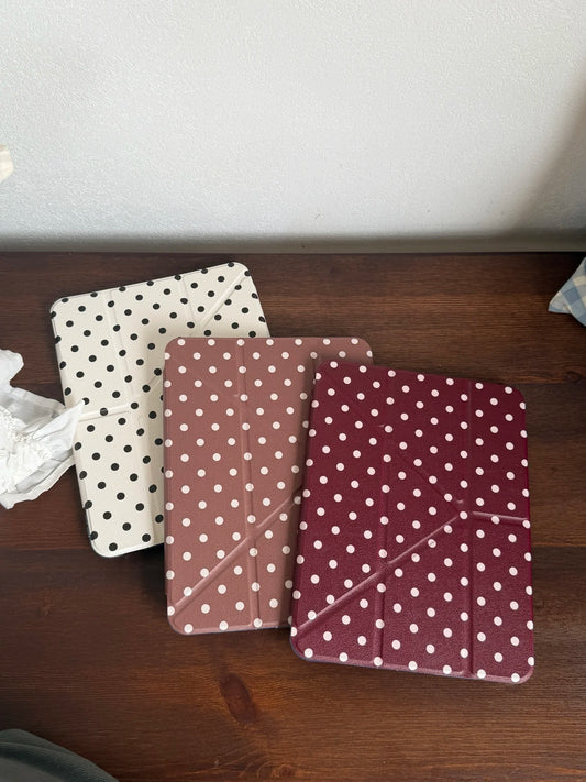 Funda para iPad plegable en Y con lunares y cierre a presión (6 colores) para iPad10/11th Air 11 4/5 10,9 Pro 11 12,9 iPad 10,2 7/8/9th Gen