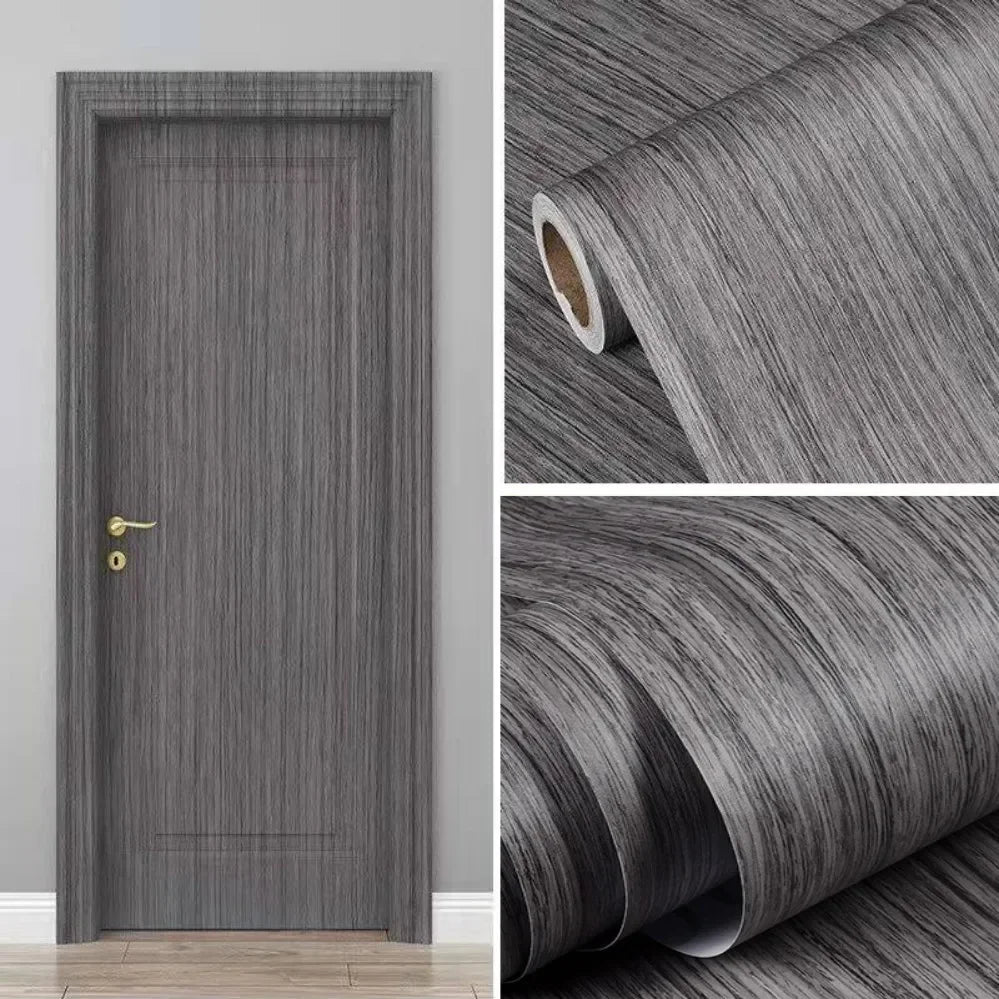 Pegatinas de puerta de grano de madera para armario, mesa, armario, muebles, papel tapiz autoadhesivo de PVC impermeable, decoración del hogar