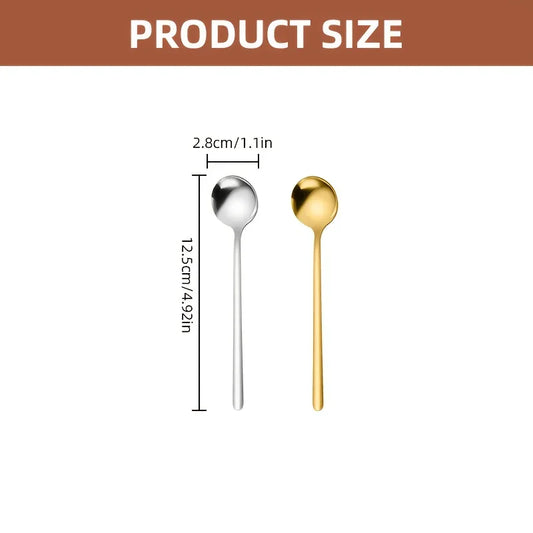 10 Uds. Cucharas de café de acero inoxidable, cucharas de postre, cucharaditas, cucharas de condimentos, adecuadas para el hogar, cafetería, fiesta, suministros de cocina